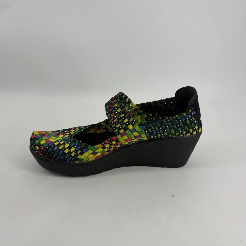 Steven By Steve Madden Brice Shoes Womens 8 Multicolor Woven Mary Jane Wedge